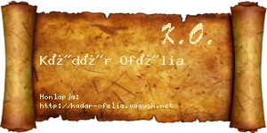 Kádár Ofélia névjegykártya